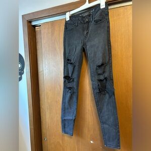 American Eagle black denim jegging. Size 0.